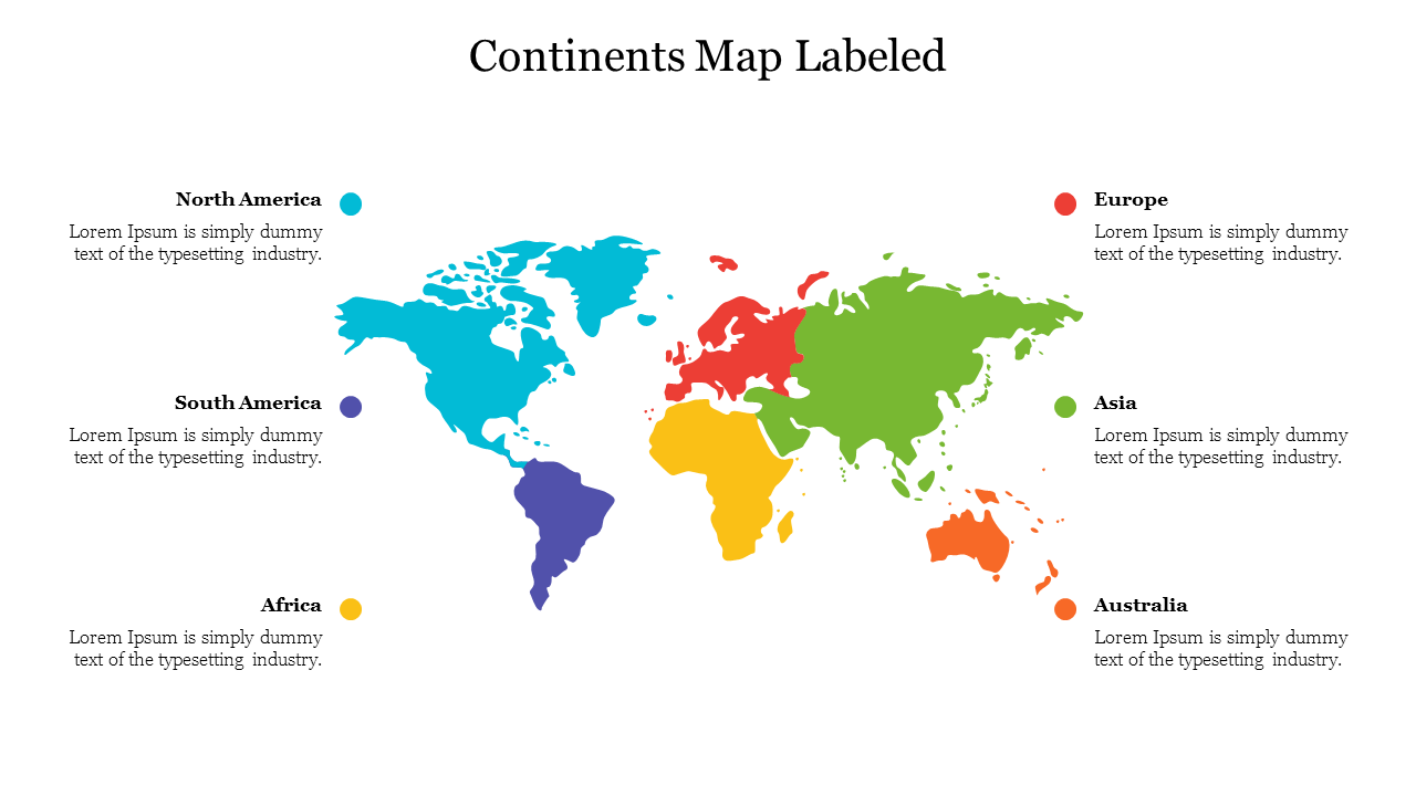 Continents Map Labeled